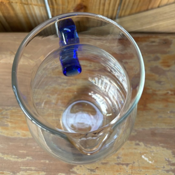 3 Piece Set 2 Mexican Hand Blown Margarita Glasses & Pitcher Cobalt Blue Trim - Picture 10 of 11